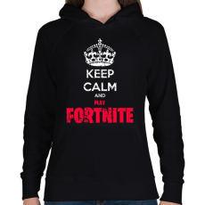 PRINTFASHION Keep Calm Fortnite - Női kapucnis pulóver - Fekete