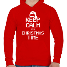 PRINTFASHION KEEP CALM ITS CHRISTMAS TIME - Férfi kapucnis pulóver - Piros férfi pulóver, kardigán