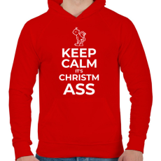 PRINTFASHION KEEP CALM ITS CHRISTMASS - Férfi kapucnis pulóver - Piros