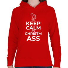 PRINTFASHION KEEP CALM ITS CHRISTMASS - Női kapucnis pulóver - Piros