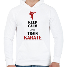 PRINTFASHION Keep calm - Karate - Férfi kapucnis pulóver - Fehér férfi pulóver, kardigán