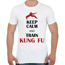 PRINTFASHION Keep calm - Kung fu - Férfi póló - Fehér