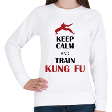 PRINTFASHION Keep calm - Kung fu - Női pulóver - Fehér női pulóver, kardigán