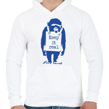 PRINTFASHION Keep it real - Banksy graffiti - Férfi kapucnis pulóver - Fehér férfi pulóver, kardigán