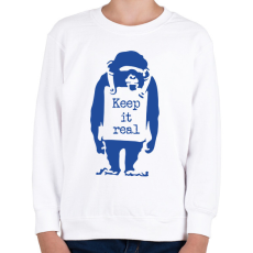 PRINTFASHION Keep it real - Banksy graffiti - Gyerek pulóver - Fehér