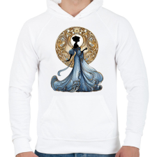PRINTFASHION Kék-arany hölgy - Férfi kapucnis pulóver - Fehér férfi pulóver, kardigán
