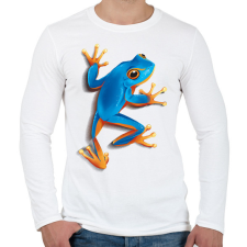 PRINTFASHION Kék béka - Férfi hosszú ujjú póló - Fehér férfi póló
