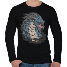 PRINTFASHION Kék sárkány - Férfi hosszú ujjú póló - Fekete férfi póló