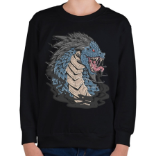 PRINTFASHION Kék sárkány - Gyerek pulóver - Fekete gyerek pulóver, kardigán