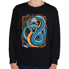 PRINTFASHION Kék sárkány  - Gyerek pulóver - Fekete