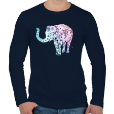 PRINTFASHION Kék virágos elefánt - Férfi hosszú ujjú póló - Sötétkék férfi póló