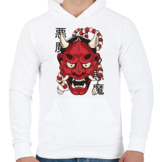 PRINTFASHION Keleti démon maszk - Férfi kapucnis pulóver - Fehér