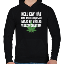 PRINTFASHION Kell egy ház lenn az óceán partján 3 - Férfi kapucnis pulóver - Fekete férfi pulóver, kardigán