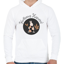 PRINTFASHION Kellemes Húsvétot - Aranyozott nyúllal - Férfi kapucnis pulóver - Fehér női pulóver, kardigán
