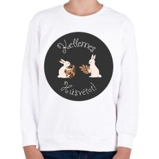 PRINTFASHION Kellemes Húsvétot - Aranyozott nyuszikkal - Gyerek pulóver - Fehér