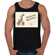 PRINTFASHION Kellemes Húsvétot - Biciklis nyúl - Férfi atléta - Fekete