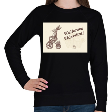 PRINTFASHION Kellemes Húsvétot - Biciklis nyúl - Női pulóver - Fekete női pulóver, kardigán