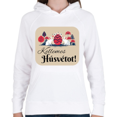 PRINTFASHION Kellemes Húsvétot! - Női kapucnis pulóver - Fehér