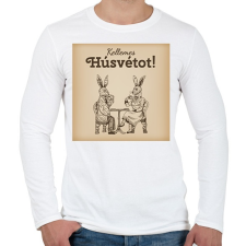 PRINTFASHION Kellemes Húsvétot - Úri nyulak - Férfi hosszú ujjú póló - Fehér férfi póló