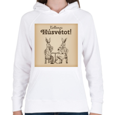 PRINTFASHION Kellemes Húsvétot - Úri nyulak - Női kapucnis pulóver - Fehér női pulóver, kardigán