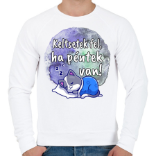 PRINTFASHION Keltsetek fel ha péntek van - Férfi pulóver - Fehér férfi pulóver, kardigán