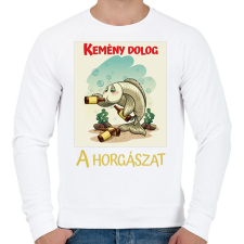 PRINTFASHION Kemény dolog a horgászat - Férfi pulóver - Fehér női pulóver, kardigán