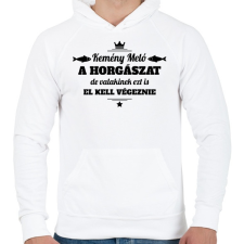 PRINTFASHION Kemény meló a horgászat... - Férfi kapucnis pulóver - Fehér férfi pulóver, kardigán