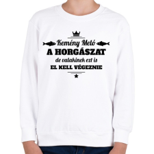 PRINTFASHION Kemény meló a horgászat... - Gyerek pulóver - Fehér gyerek pulóver, kardigán