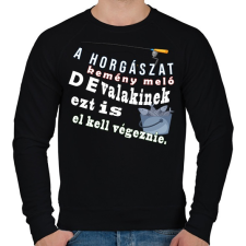 PRINTFASHION Kemény meló a pecázás - Férfi pulóver - Fekete férfi pulóver, kardigán