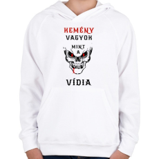 PRINTFASHION KEMÉNY VAGYOK - Gyerek kapucnis pulóver - Fehér