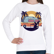 PRINTFASHION Kempingezés - Női pulóver - Fehér női pulóver, kardigán