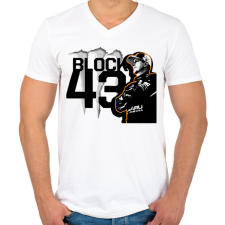 PRINTFASHION Ken Block narancs - Férfi V-nyakú póló - Fehér férfi póló