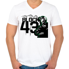 PRINTFASHION Ken Block zöld - Férfi V-nyakú póló - Fehér
