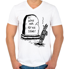 PRINTFASHION Kéne már egy kis szünet - Férfi V-nyakú póló - Fehér
