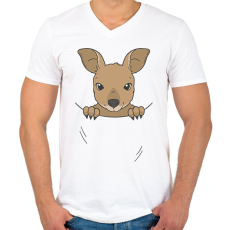PRINTFASHION Kenguru bébi - Férfi V-nyakú póló - Fehér