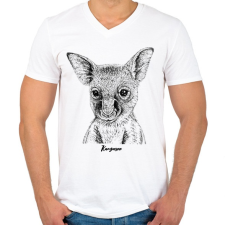 PRINTFASHION Kenguru - Férfi V-nyakú póló - Fehér férfi póló