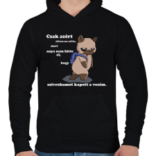 PRINTFASHION Kenny, a capybara és a suli (fehér szöveg) - Férfi kapucnis pulóver - Fekete férfi pulóver, kardigán