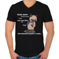 PRINTFASHION Kenny, a capybara és a suli (fehér szöveg) - Férfi V-nyakú póló - Fekete