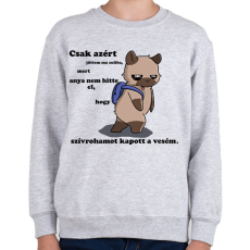 PRINTFASHION Kenny, a capybara és a suli (fekete szöveg) - Gyerek pulóver - Sport szürke