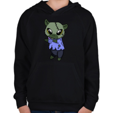 PRINTFASHION Kenny, a capybara zombi jelmezben - Gyerek kapucnis pulóver - Fekete gyerek pulóver, kardigán