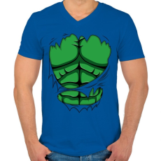 PRINTFASHION Képregényes hasizom - Férfi V-nyakú póló - Királykék