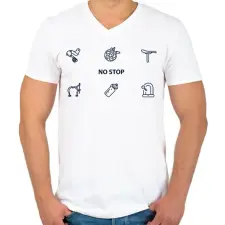 PRINTFASHION Kerékpár alkatrészek  - Férfi V-nyakú póló - Fehér férfi póló