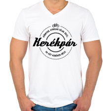 PRINTFASHION kerekpar-black - Férfi V-nyakú póló - Fehér férfi póló