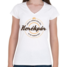 PRINTFASHION kerekpar-brown-orange - Női V-nyakú póló - Fehér
