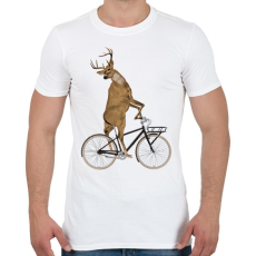 PRINTFASHION Kerékpározó szarvas - Férfi póló - Fehér