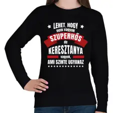 PRINTFASHION Keresztanya szuperhős - Női pulóver - Fekete női pulóver, kardigán