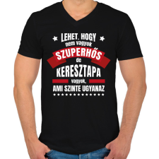 PRINTFASHION Keresztapa szuperhős - Férfi V-nyakú póló - Fekete férfi póló