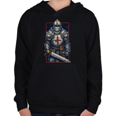 PRINTFASHION Kereszteslovag - Gyerek kapucnis pulóver - Fekete