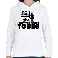 PRINTFASHION Kérlek, elmehetek pecázni...? - Női kapucnis pulóver - Fehér női pulóver, kardigán