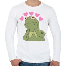 PRINTFASHION Kermit in love - Férfi hosszú ujjú póló - Fehér férfi póló